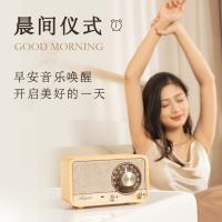 山进M2高保真蓝牙便携音箱小型桌面家用音响客厅高音质木制收音机